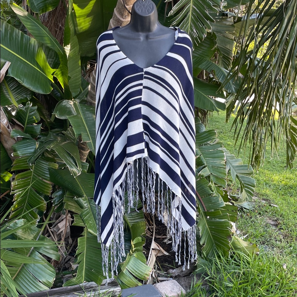 Trina Turk fringe striped nautical cape